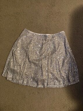 Champagne Sequin Skater Mini Skirt
